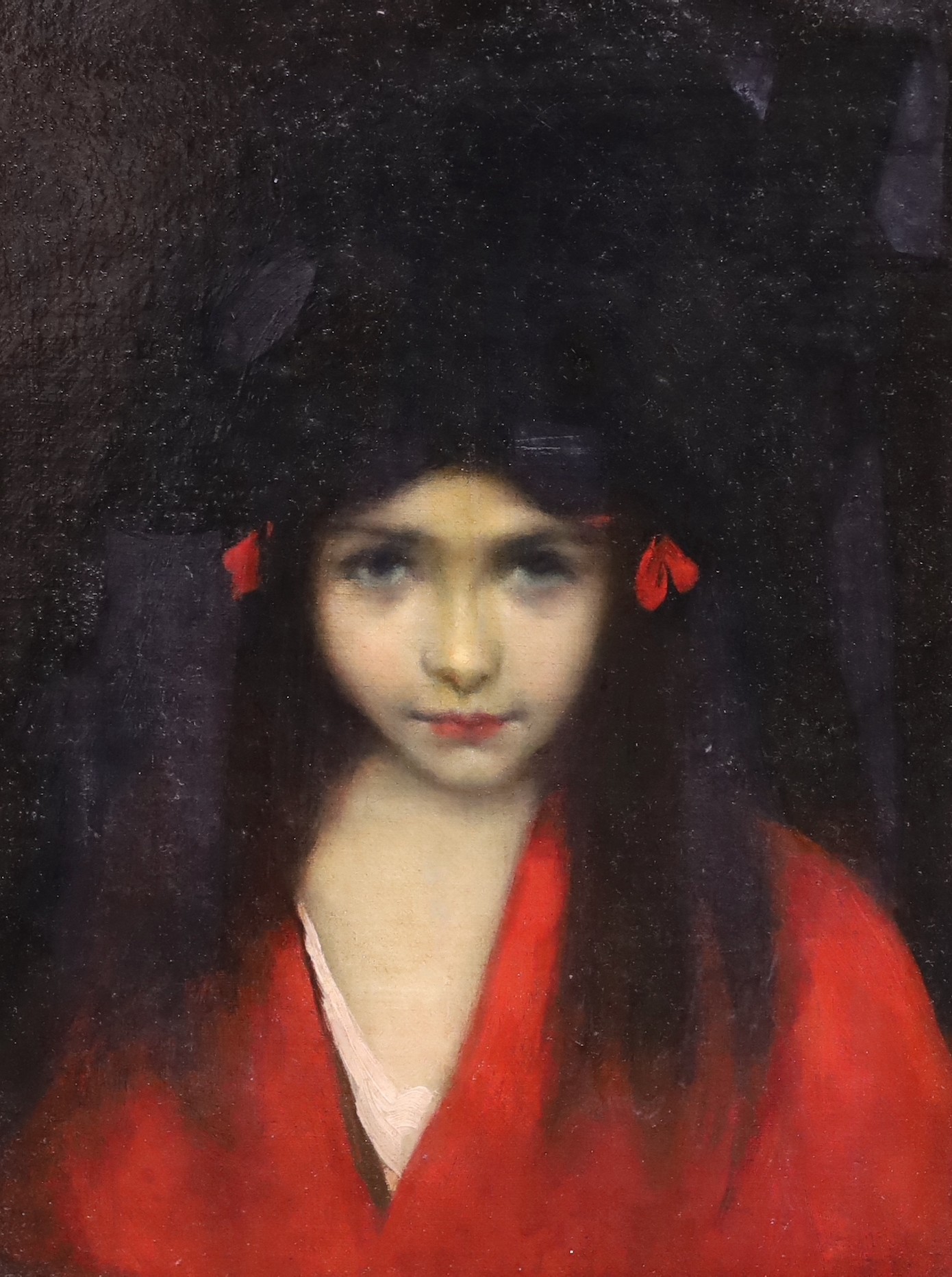 Jean-Jacques Henner (French, 1827-1905), Head of a girl, oil on canvas, 39 x 30cm